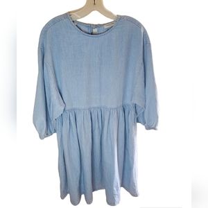 Selected Femme women's blue 3/4  puffsleves crew neck dress size 34/S